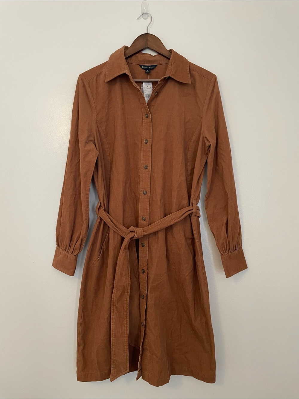 Brooks Brothers Corduroy Brown Western Boho Midi Shirt Dress